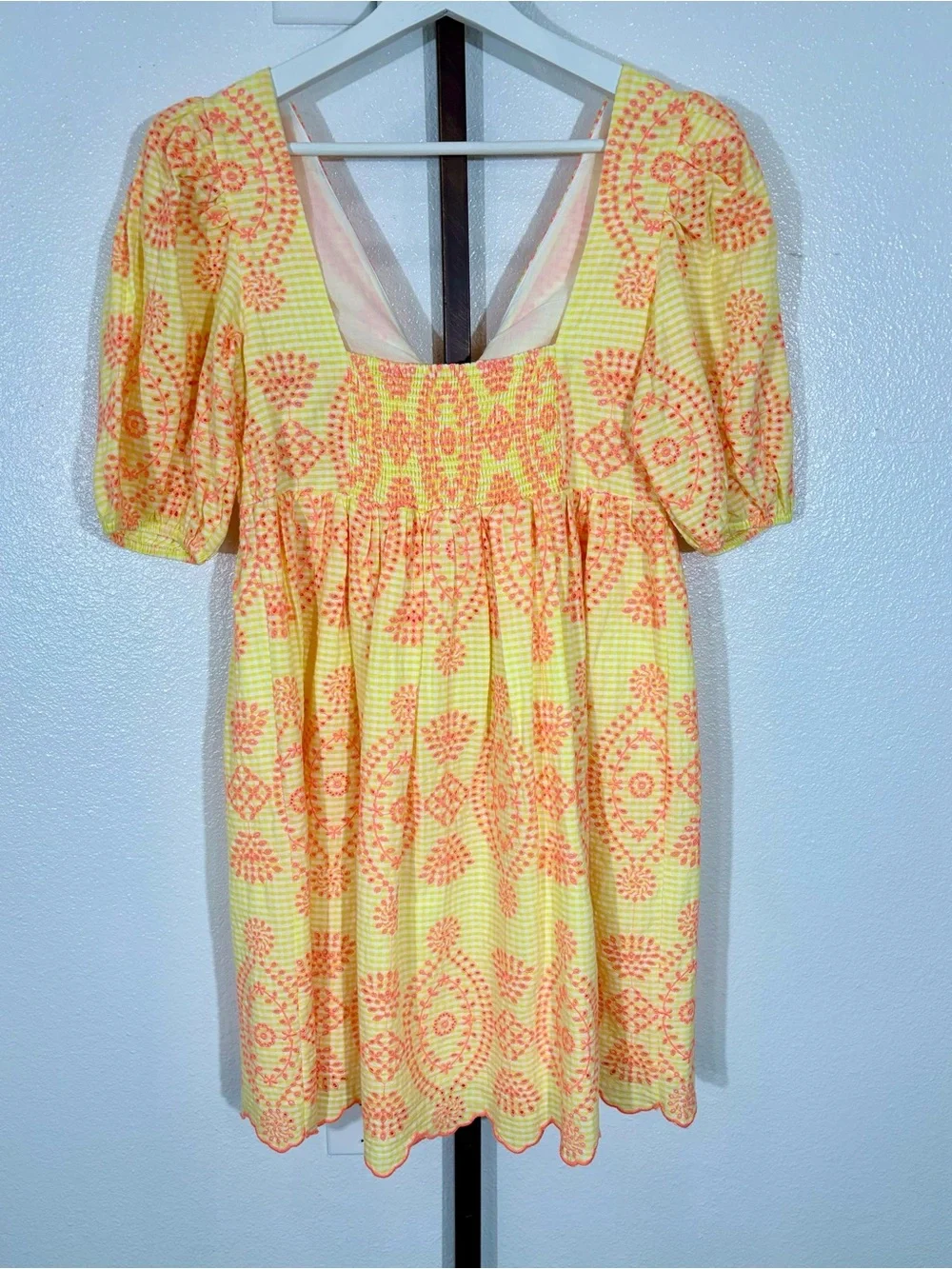 NWT Lilly Pulitzer Sarafina Eyelet Babydoll Dress in Calla Yellow Gingham Size 4